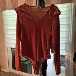 Velvet long sleeve bodysuit